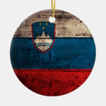 Vieux drapeau en bois de la Slovénie Décorations Pour Sapins De Noël