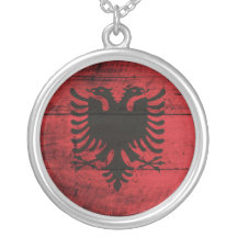 Vieux drapeau en bois de l'Albanie Pendentifs