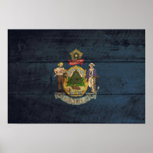 Vieux drapeau en bois du Maine ; Posters