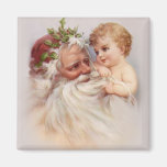 Vieux Monde Père Noël et ange Aimants Pour Réfrigérateur