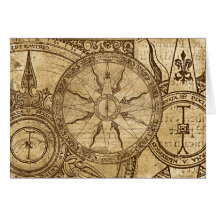 Vieux rose de boussole carte de vœux