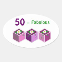 Vijftigste Verjaardag Ovale Stickers