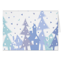 Ville de bleu de Noël Carte De Vœux