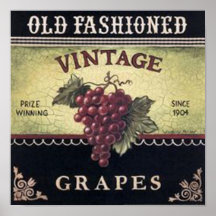 Vin de raisins de vieille mode, pourpre et noir vi affiches