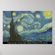Vincent van Gogh - la nuit étoilée Affiche