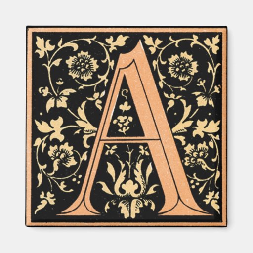 Vintage BloemenMonogram ` A' - Magneet