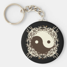 Vintage BloemenYin Yang Sleutel Hanger