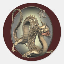 Vintage Chinese Draak Stickers