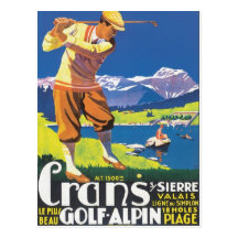 Vintage Crans Golf Alpin Wens Kaart