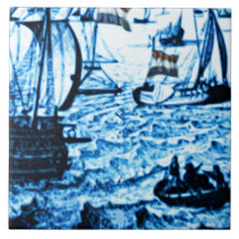 Vintage Delfts blauw van de Schepen van Amsterdam  Geboortetegeltjes