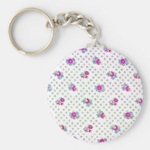 Vintage Elegant Roze BloemenPatroon Sleutelhangers