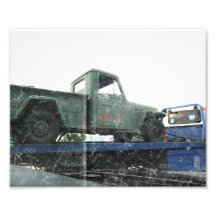 Vintage Groene Jeep Fotoprints