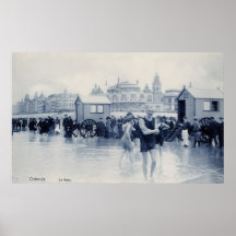 Vintage het Baden van Oostende Scène, casino in de Posters