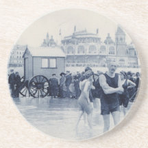 Vintage het Baden van Oostende Scène Onderzetter