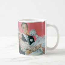 Vintage Huwelijk, de Dragende Bruid van de Bruideg Koffie Mokken