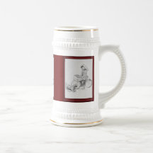 Vintage illustratie - Bicyle leveringsjongen Koffie Mokken