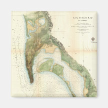 Vintage Kaart van de Baai van San Diego (1857) Koelkast Magneten