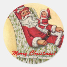 Vintage Kerstman en Kinder Sticker