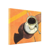 Vintage Kop van Koffie met Saus en Lepel Gallerij Wrap Canvas