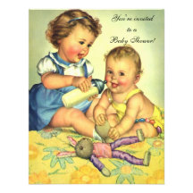 Vintage Leuke Gelukkige Kinderen, Baby shower Gepersonaliseerde Uitnodigingen