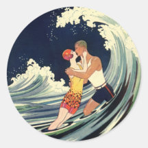 Vintage Liefde in de Branding, Romantische Kus doo Stickers