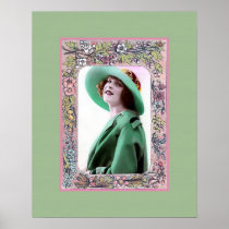 Vintage Meisje in Groen Poster posters
