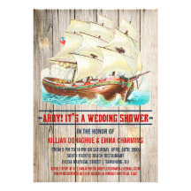 Vintage Nautical Wedding Shower Invitations