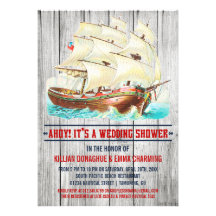 Vintage Nautical Wedding Shower Invitations