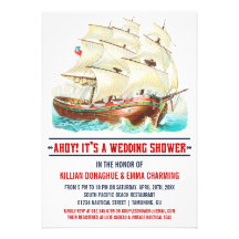 Vintage Nautical Wedding Shower Invitations