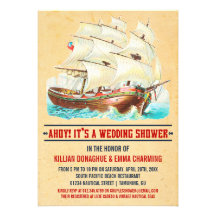 Vintage Nautical Wedding Shower Invitations