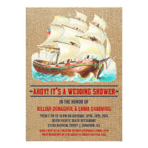 Vintage Nautical Wedding Shower Invitations
