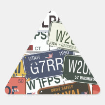 Vintage Nummerplaten Driehoekige Stickers