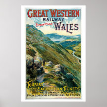 Vintage reis naar de advertentie van Wales Poster