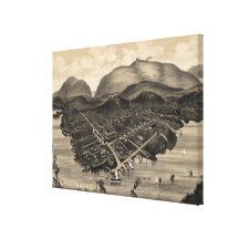 Vintage SchilderKaart van de Haven van de Bar (188 Canvas Afdruk