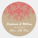 Vintage Taupe en de Rode Sticker van het Huwelijk