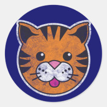 Vintage Tijger Ronde Sticker