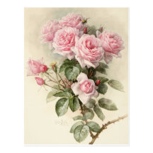 Vintage Victoriaans Romantische Rozen Wens Kaart