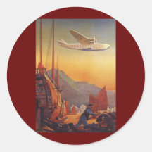 Vintage Vliegtuig die op Vakantie in het Oosten re Ronde Stickers