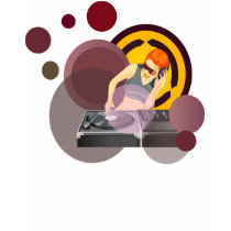 Vinyle de rotation de Madame DJ sur la rétro grung