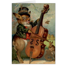 Violoncelle vintage jouant la carte de Pâques de l