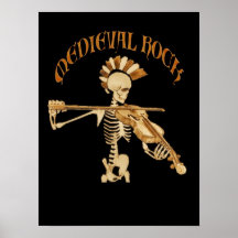 Violoniste d'os/Skeleton Fiddler - Medieval jupe Posters