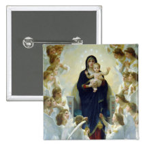 Virgin met Engelen, William Bouguereau Speld Buttons