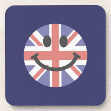 Visage britannique de smiley de drapeau sous-bocks