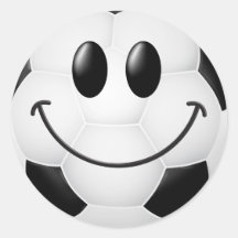 Visage de smiley de ballon de football adhésifs ronds