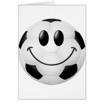 Visage de smiley de ballon de football carte de vœux