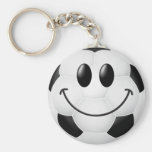 Visage de smiley de ballon de football porte-clé