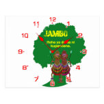 Visage d'horloge de l'Afrique bonjour Jambo Carte Postale