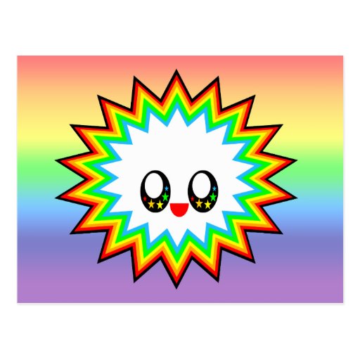 VISAGE HEUREUX D'ARC-EN-CIEL D'ÉCLAT DE KAWAII CARTES POSTALES