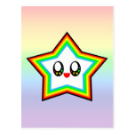 VISAGE HEUREUX D'ARC-EN-CIEL D'ÉTOILE DE KAWAII CH CARTE POSTALE
