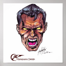 visage mauvais de couleur poster